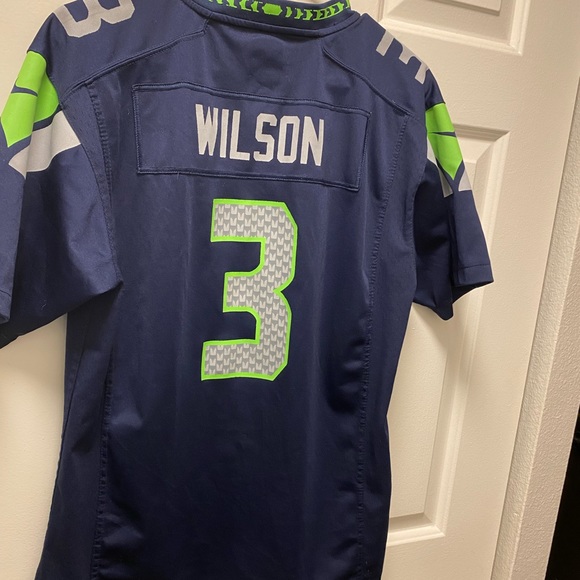 Nike On field NFL Player #3 Wilson Seattle Seahawks Kid Boy's Navy Game Jersey - Picture 4 of 11